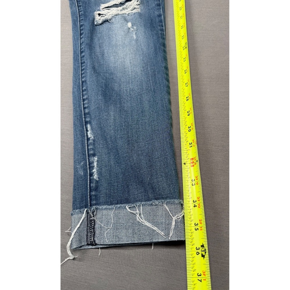 Flying Monkey Platinum Distressed Jeans Womens Sz 27 Blue Mid Rise Fray Raw Hem - Picture 11 of 11